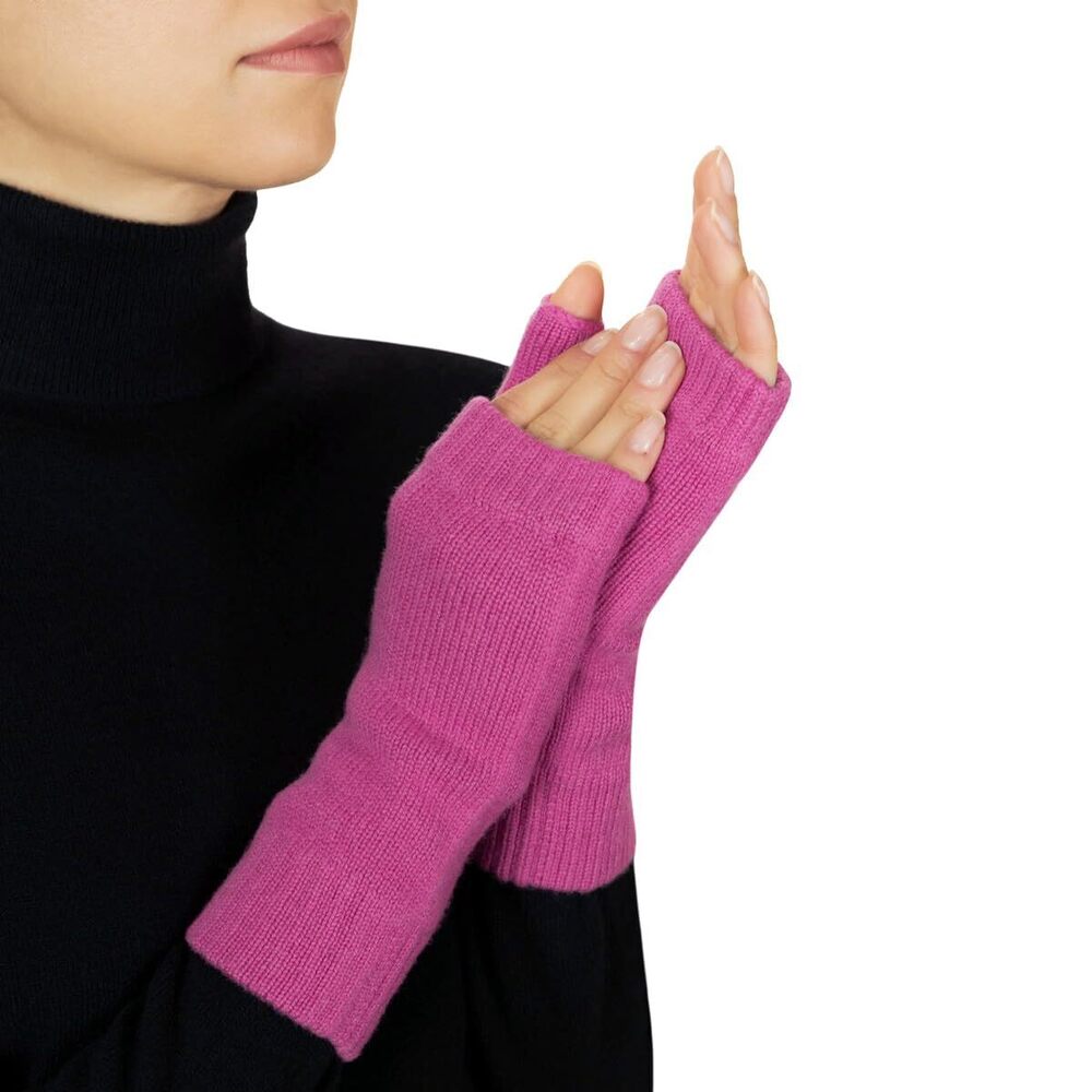 1667 Womens Cashmere Fingerless Mitts, Pink